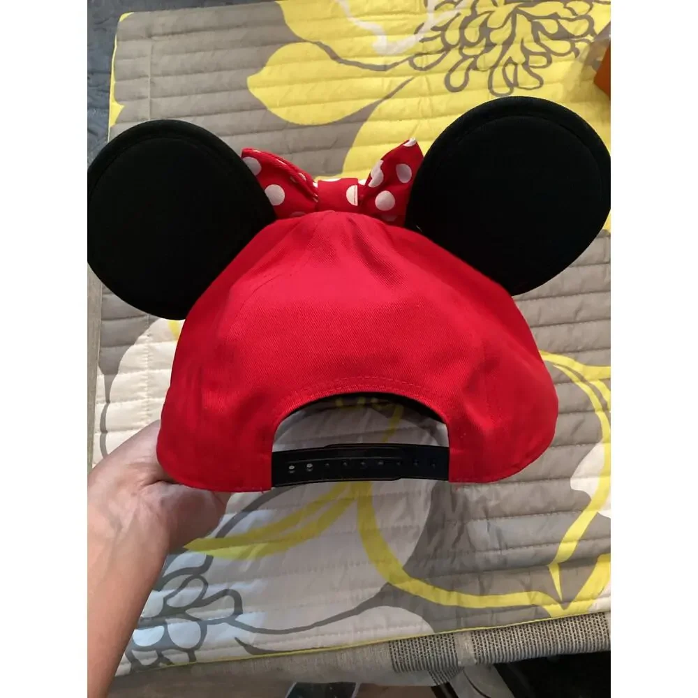 NWOT Disney Minnie Mouse Red Signature Baseball Cap w Black Ears n Polkadot Bow